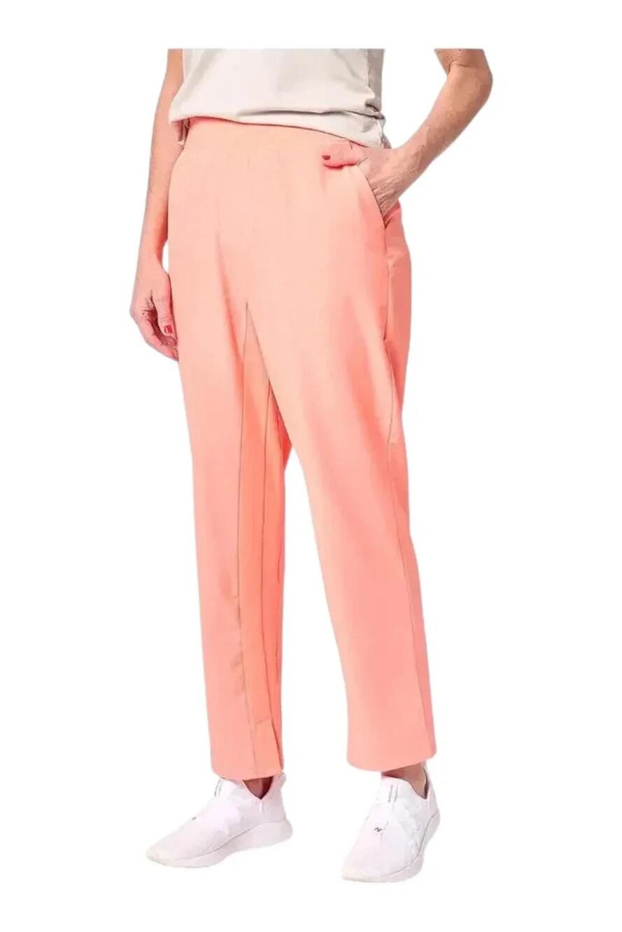 Zuda Travel Pants Womens Medium Orange Stretch Woven Pockets Pull On Ankle